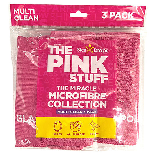 The Pink Stuff Chiffon de nettoyage en microfibre rose (3 pièces)
